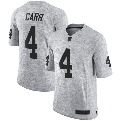 Men Oakland Raiders Limited Gray Derek Carr Jersey NFL Football #4 Gridiron II Jersey->oakland raiders->NFL Jersey